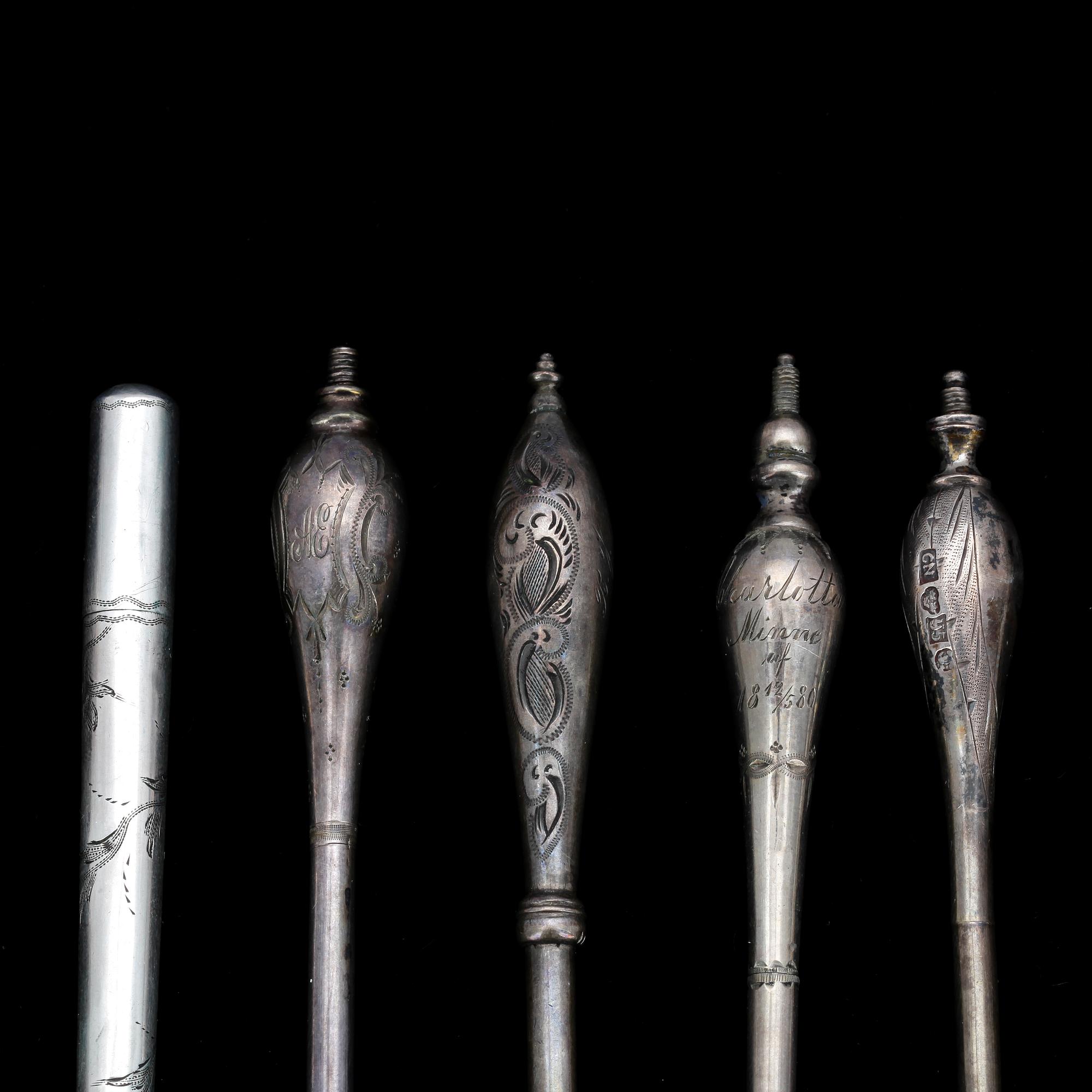 VIRKNÅLAR, ca35st, silver och nysilver, enstaka i ben. 1800-tal.