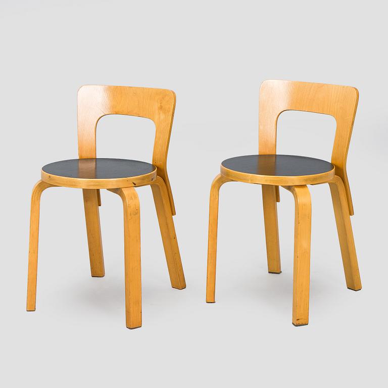 Alvar Aalto, tuoleja 6 kpl, malli 66, Artek, 1900-luvun loppu.