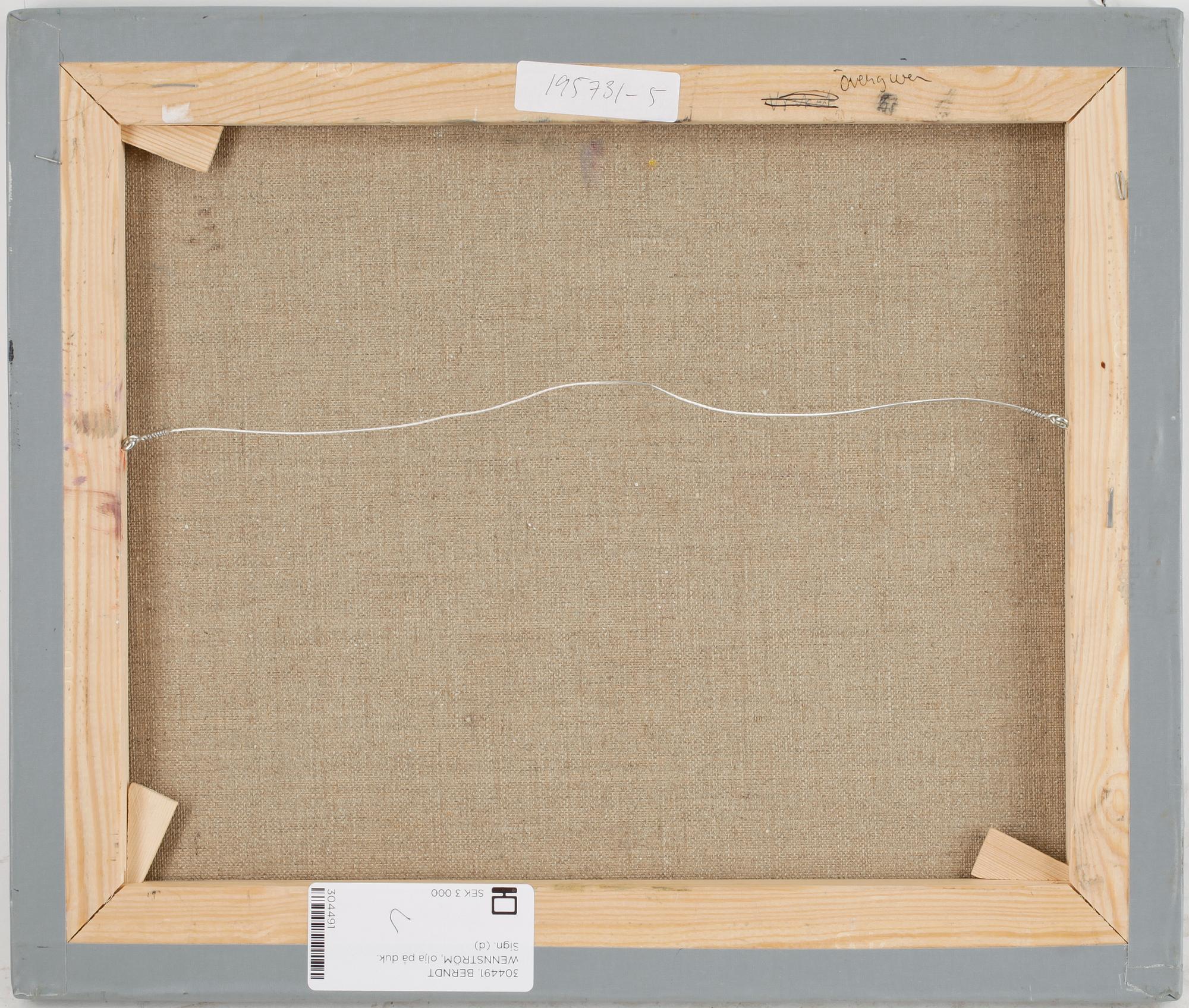 BERNDT WENNSTRÖM, olja på duk. Sign.