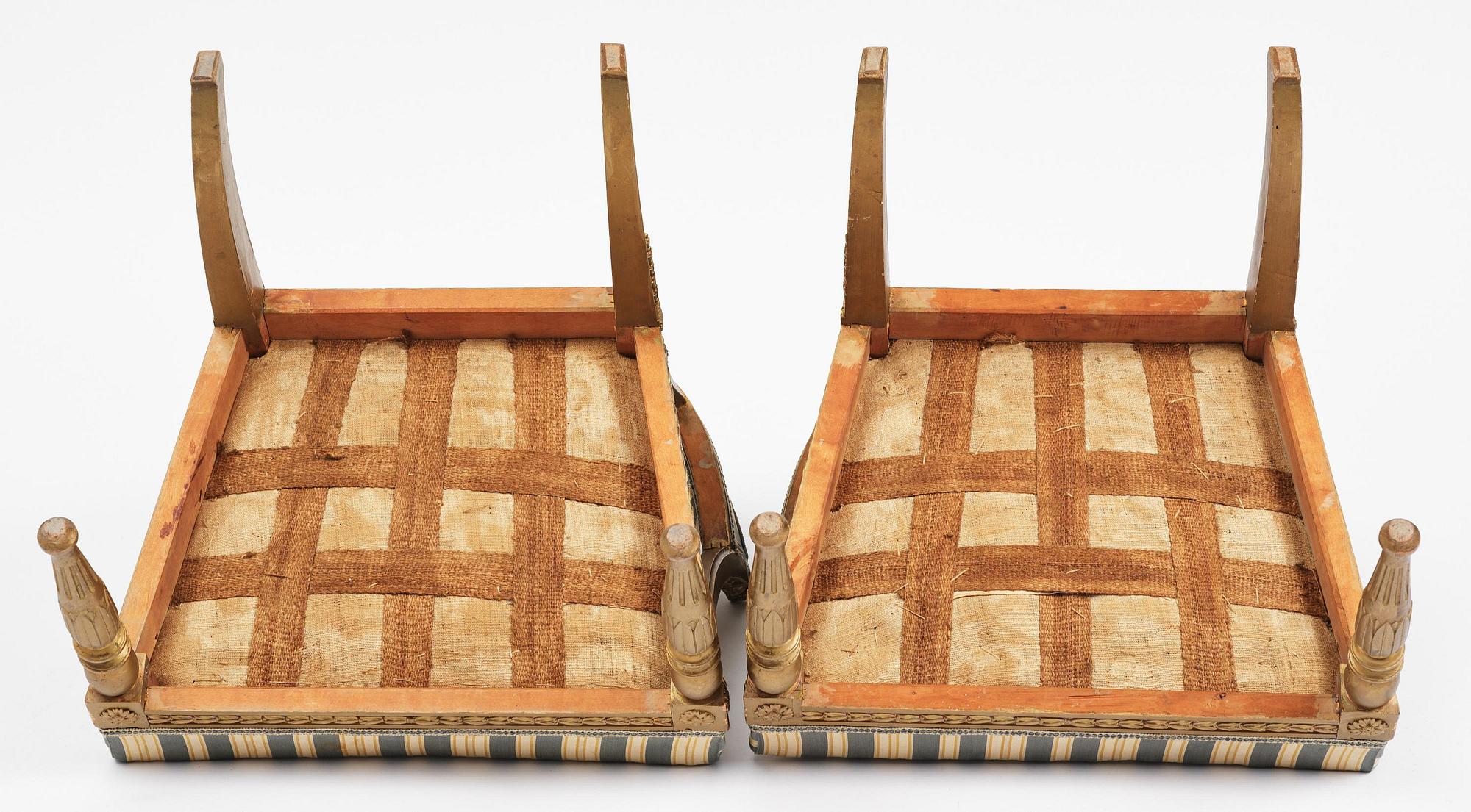 A pair of late Gustavian open armchairs attributed to E. Ståhl (master in Stockholm 1794-1820).