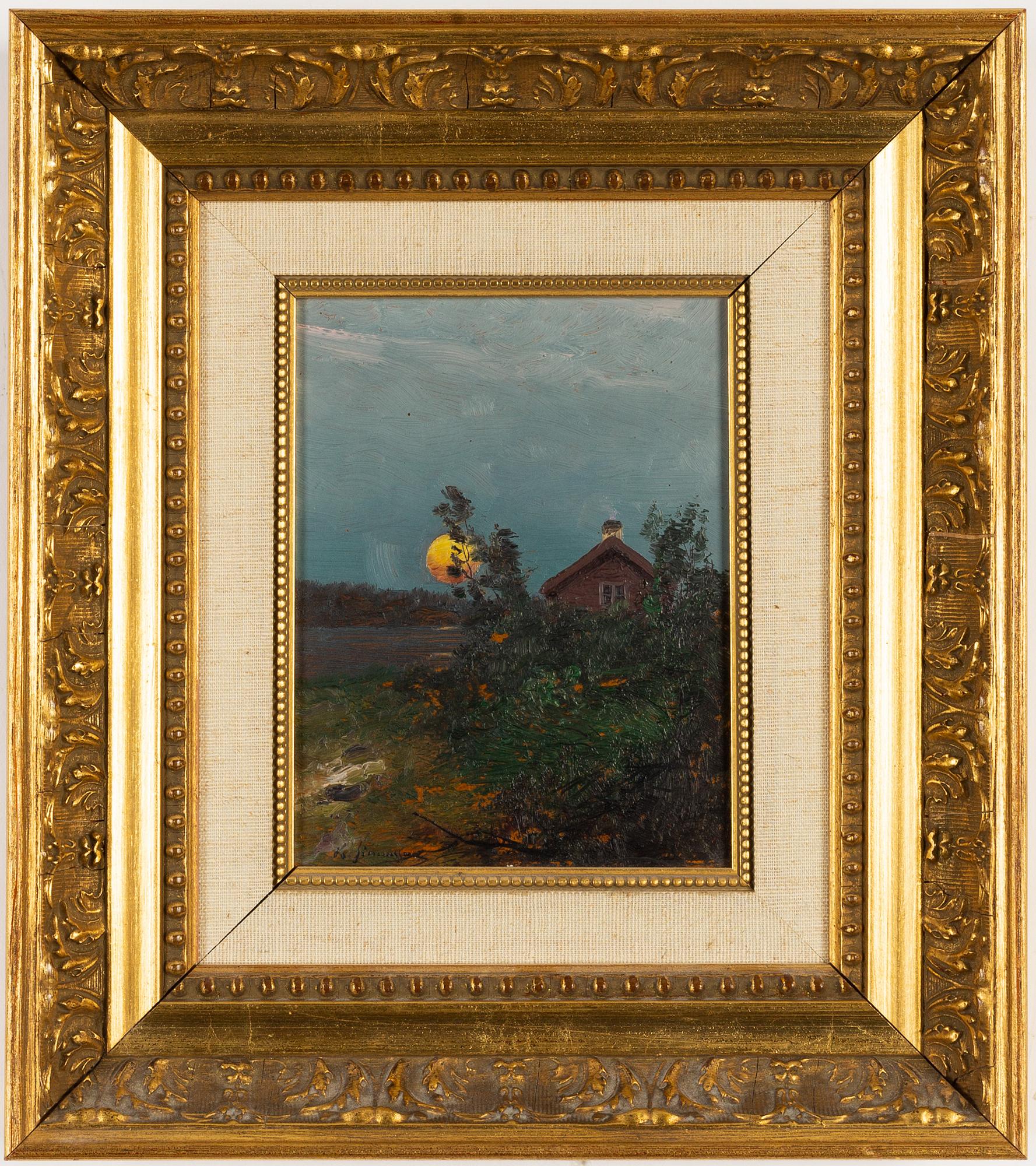 Konrad Simonsson, olja på pannå, signerad.