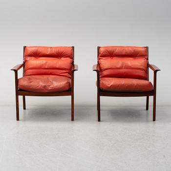 FREDRIK A KAYSER, fåtöljer, ett par, "Nr. 935", Vatne Möbler, Norge, 1960-/70-tal.