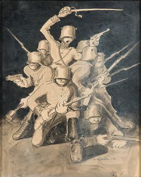 SVEN NYSTRÖM, indian ink, watercolour, signed and dated -24.