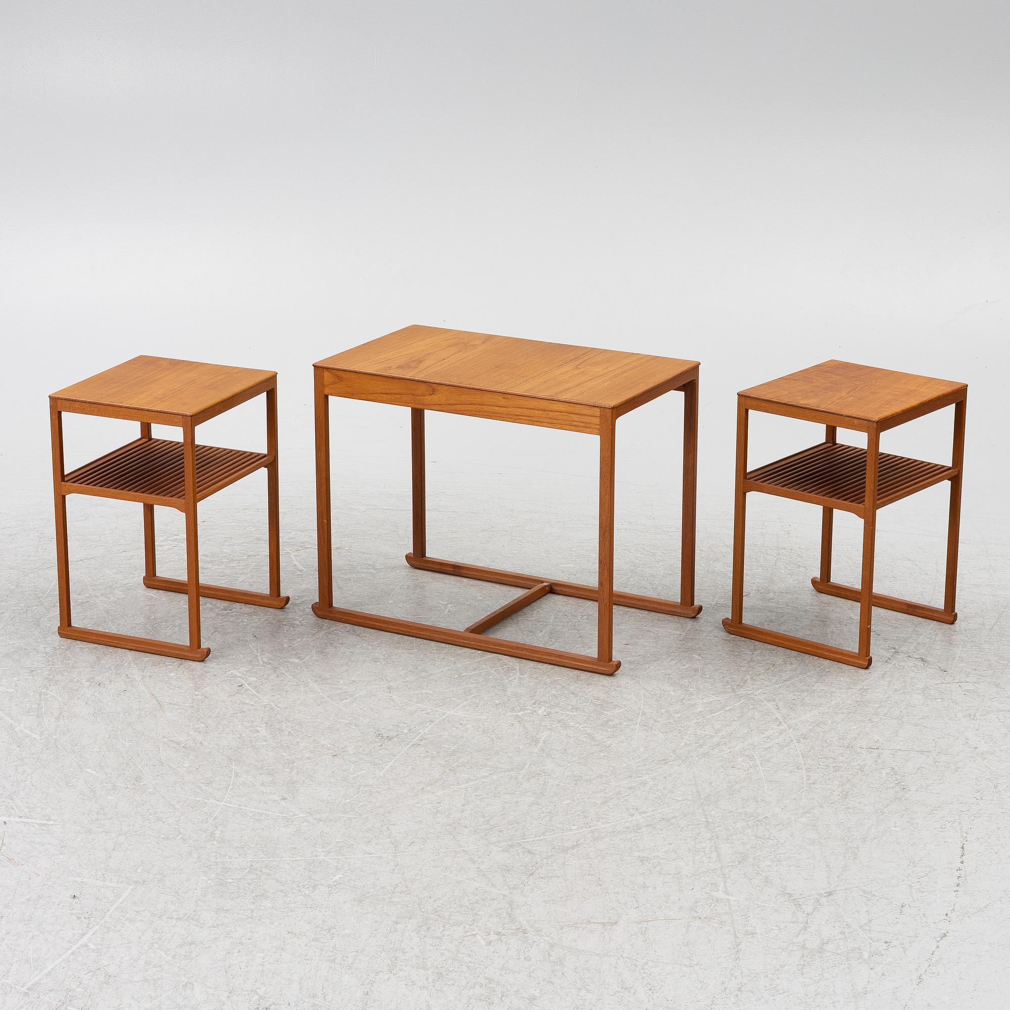 Carl Malmsten, a nest of three 'Släden' tables.