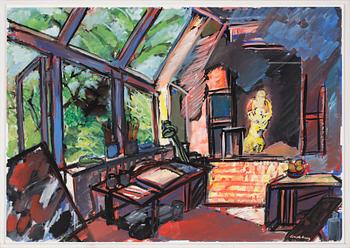LARS LINDEBERG, gouache på papper, sign.