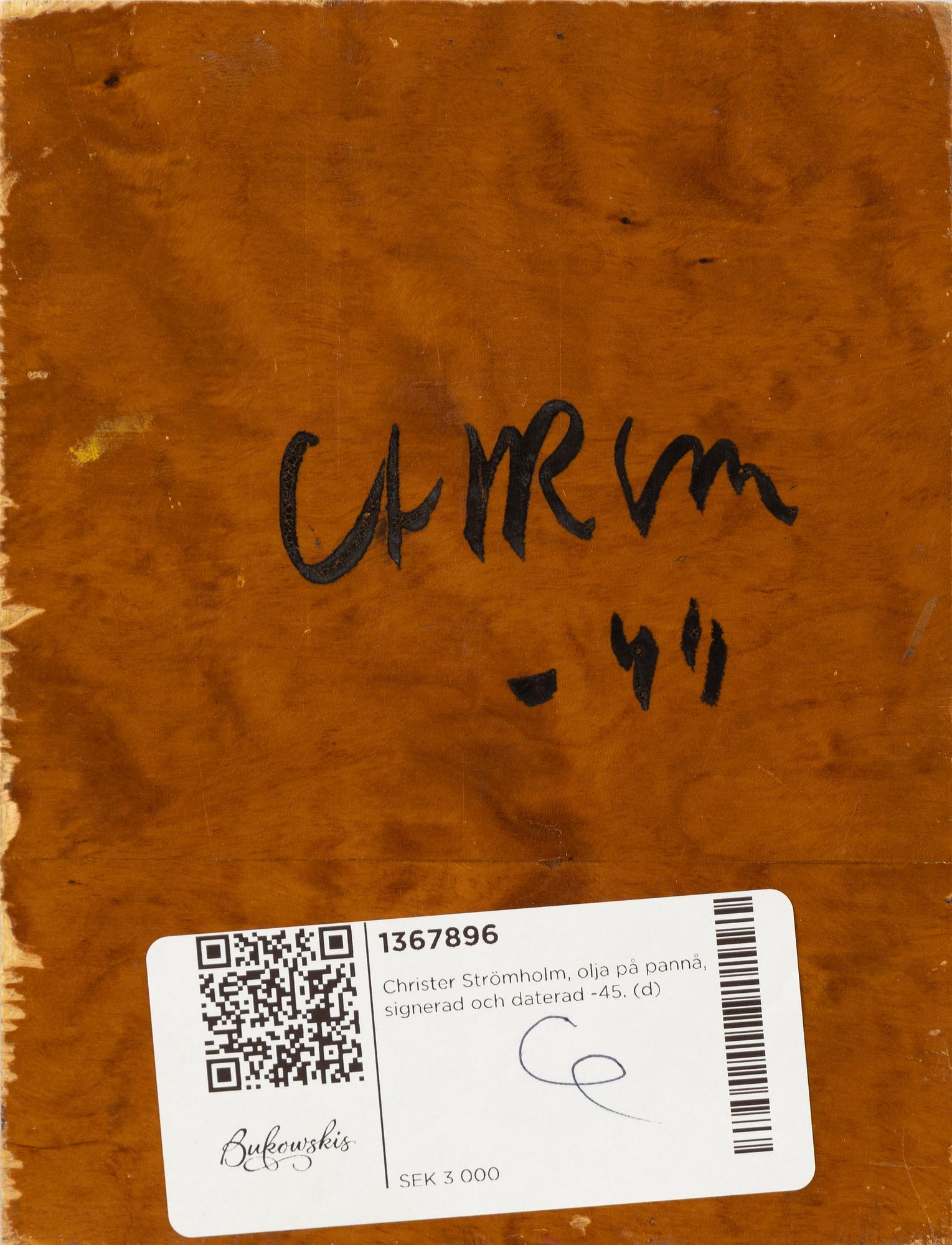 Christer Strömholm, oil on panel, signed and dated -45.