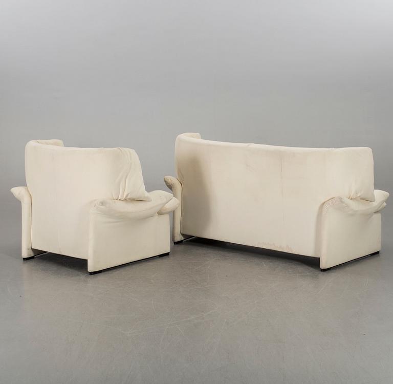 A VICO MAGISTRETTI "PORTOVENERE" SOFA AND ARMCHAIR, Cassina late 20th century.