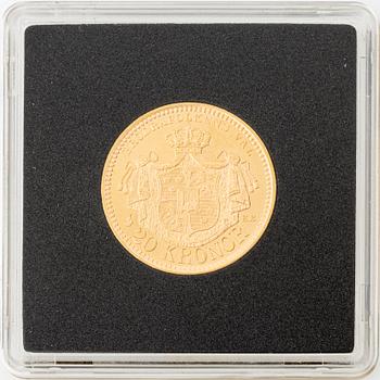 Guldmynt, Oscar II, 20 kronor, typ III, Sverige 1895.