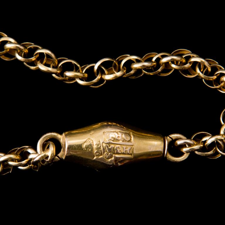 A NECKLACE, 20K gold. O.R. Lundgren, Turku Finland 1865.