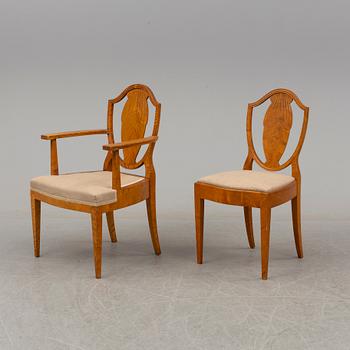 Six chairs by Ferdinand Boberg for Nordiska Kompaniet, second quarter of the 20th century .