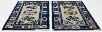 A pair of Baotou rugs, China, c. 120 x 64 cm.