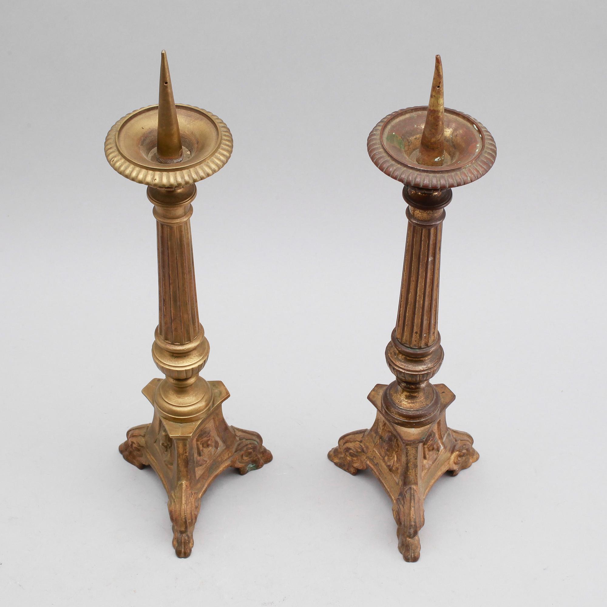 LJUSSTAKAR, förgylld brons, 1700-/1800-tal.