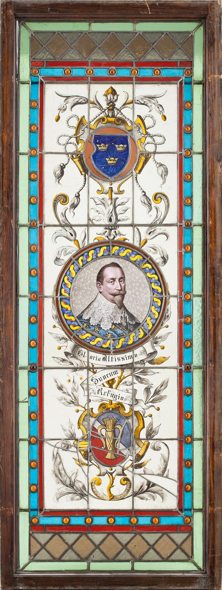 FÖNSTER, 3 st, blyglas, 1800/1900-tal.