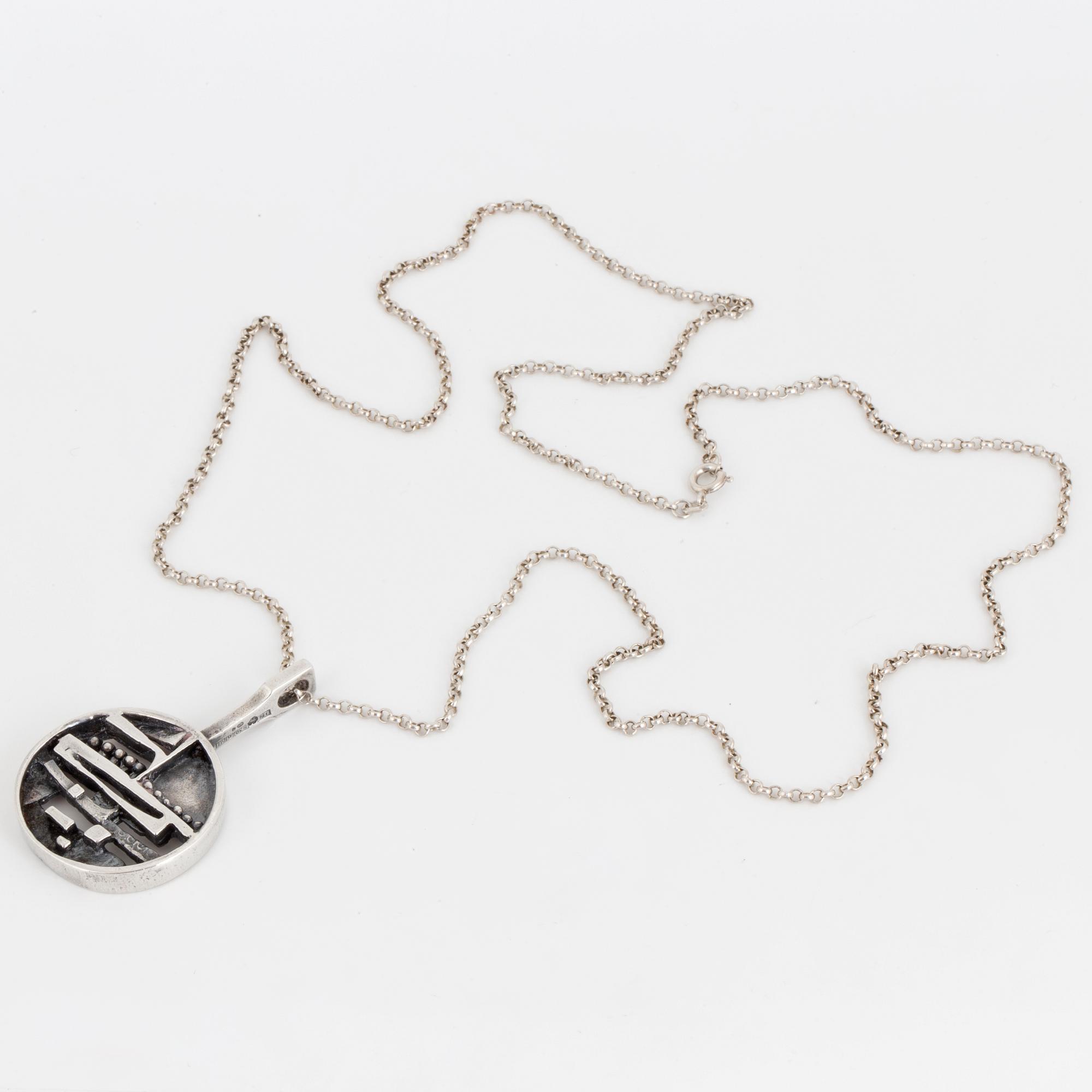 JORMA LAINE, hänge samt kedja, silver, Åbo, Finland, 1973.