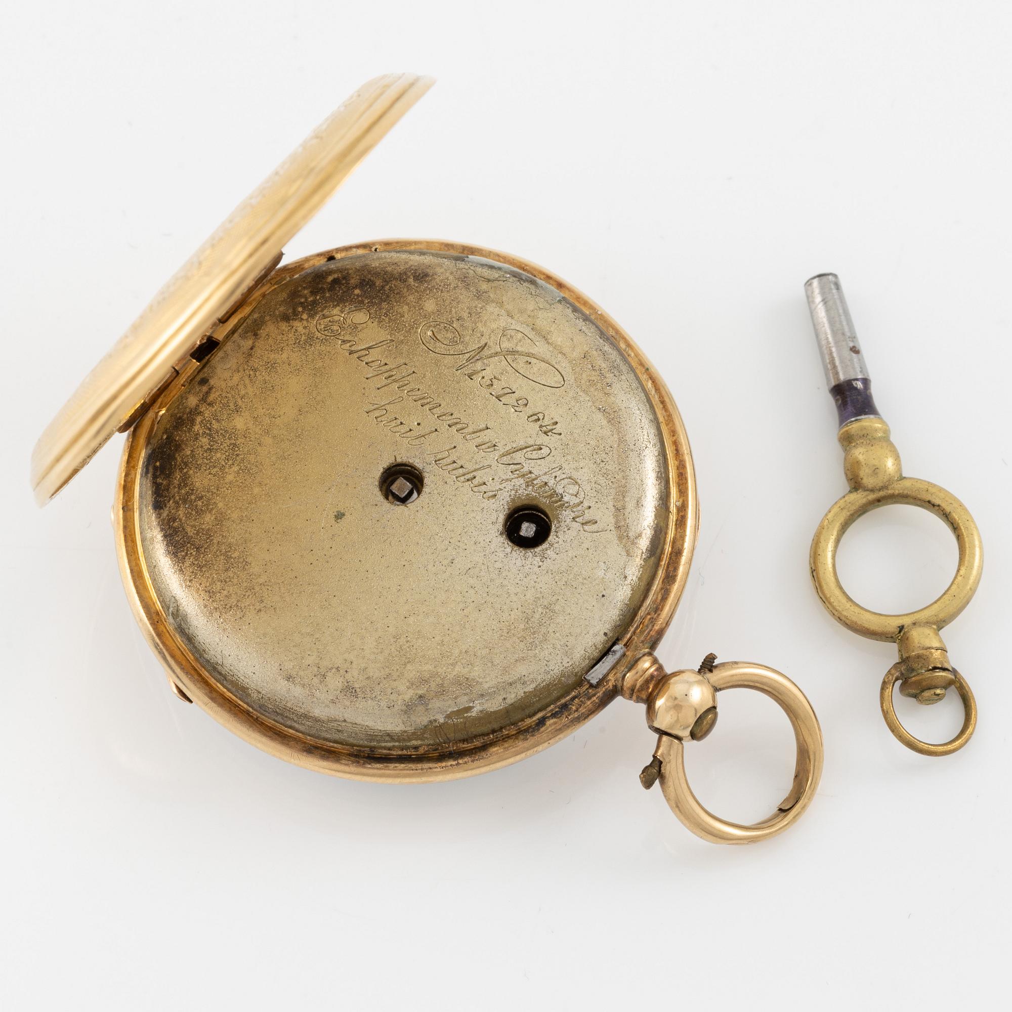 Pocket watch, 18K gold, 37 mm.