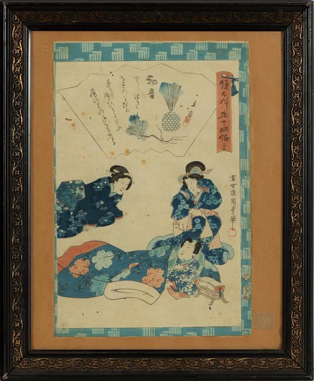 Utagawa Kunisada, four motifs from ‘The Tale of Genji’ (Genji Monogatari).