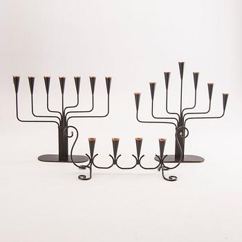 Gunnar Ander, a set of three metal candelabras for Ystad Metall.