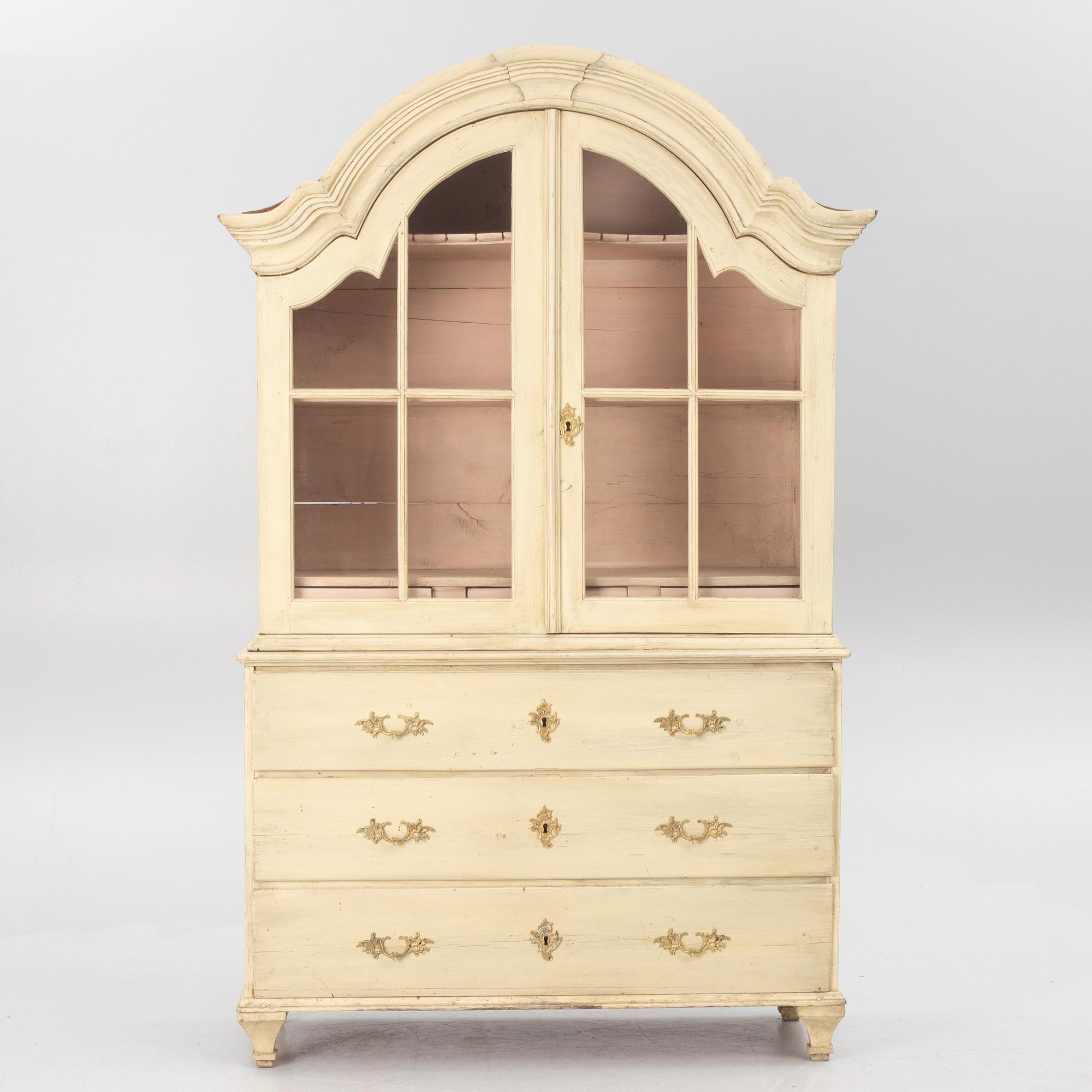 A rococo vitrine cabinet, 18th century,.