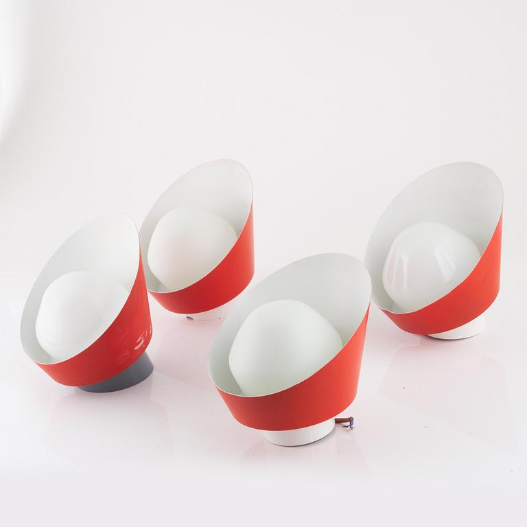 Wall lamps, 4 pieces, Danish Modern, 1950s-60s.