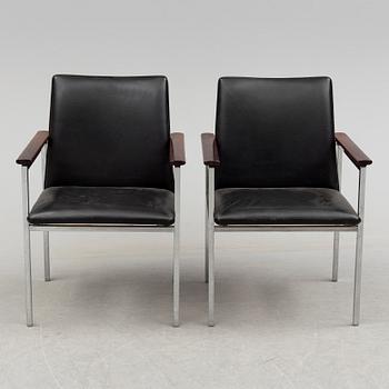 A pair of armchairs, possibly by Sigvard Bernadotte, 1960's.