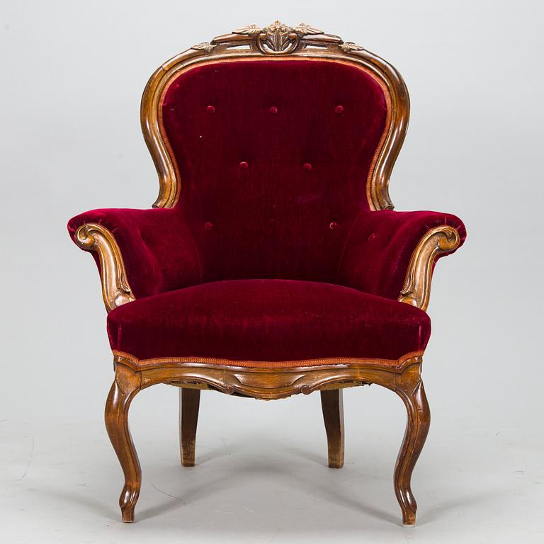 Fåtölj, nyrokoko, 1800-talets slut.