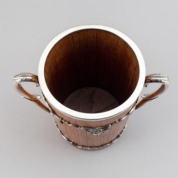A wood and silver champagne cooler, Turku, Finland, 1956.