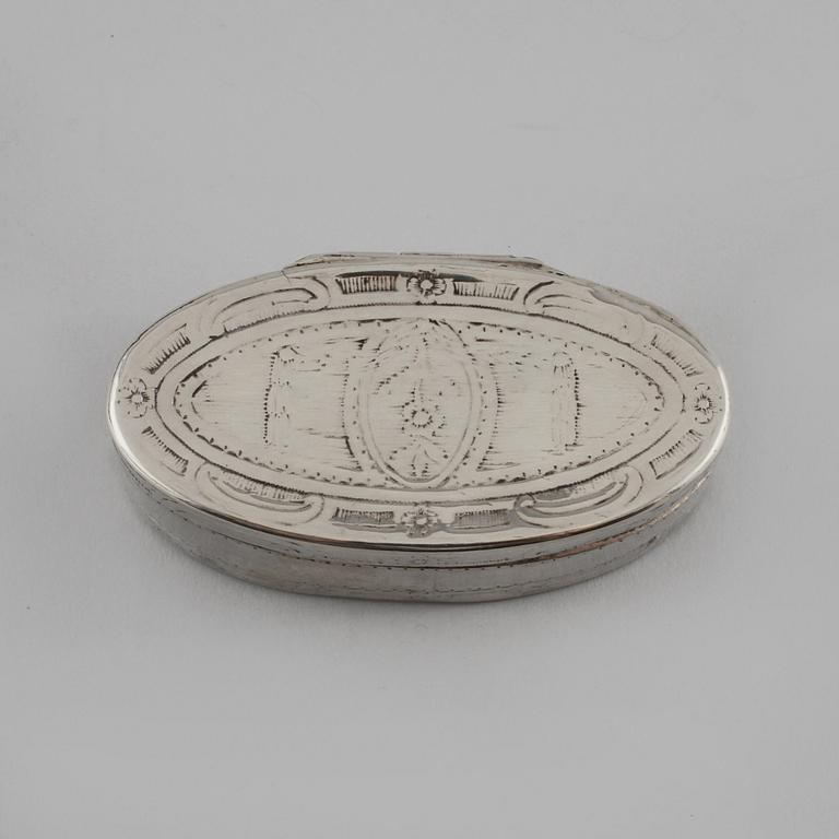 DOSA, silver, Carl Fredrik Seseman, Arboga, 1782. Vikt 65 g.