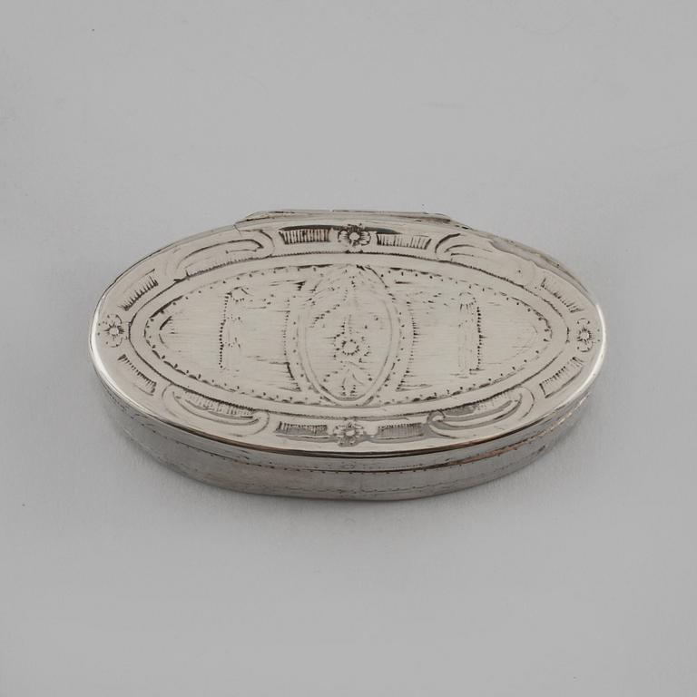 DOSA, silver, Carl Fredrik Seseman, Arboga, 1782. Vikt 65 g.