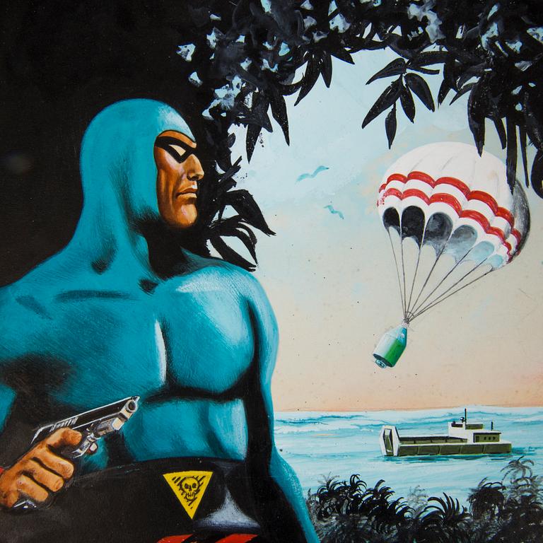 ROLF GOHS, mixed media on paper. Cover art for "Serietidningen Fantomen" nr 17 1966.