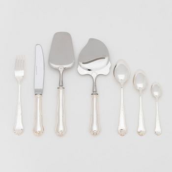 A 50-piece set of 'Chippendale' silver cutlery, Auran Kultaseppä, Turku 1989. In two original wooden boxes.