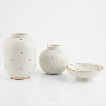 Wilhelm Kåge, "Carrara", 3 pieces, stoneware, Gustavsberg.
