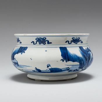 A blue and white censer, Qing dynasty, Kangxi (1662-1722).