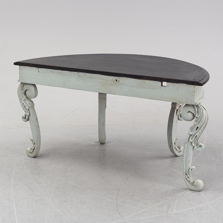 A painted table with carved legs, Härjedalen, second half of the 19th Century.