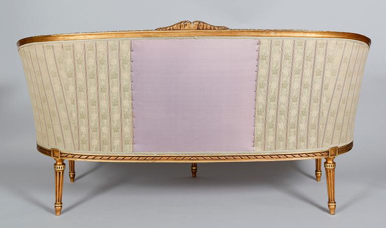 SALONGSMÖBEL, 8 del, gustaviansk stil, 1900-talets första hälft.