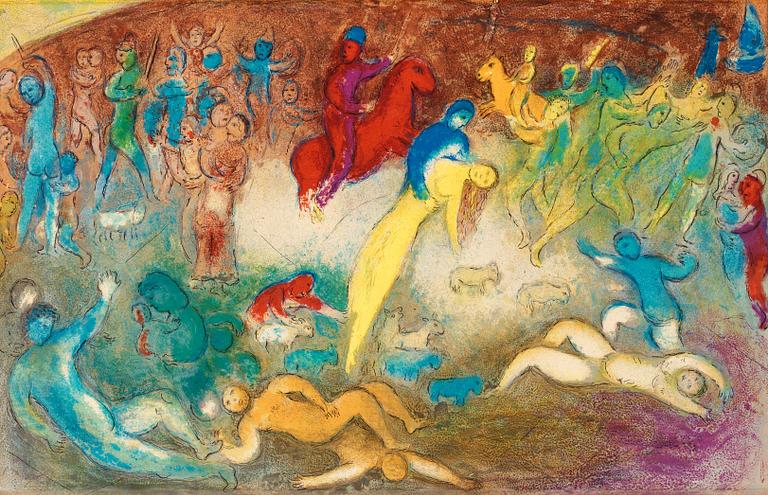Marc Chagall, "Chloe is carried off by the Methymneans", from "Daphnis and Chloe".