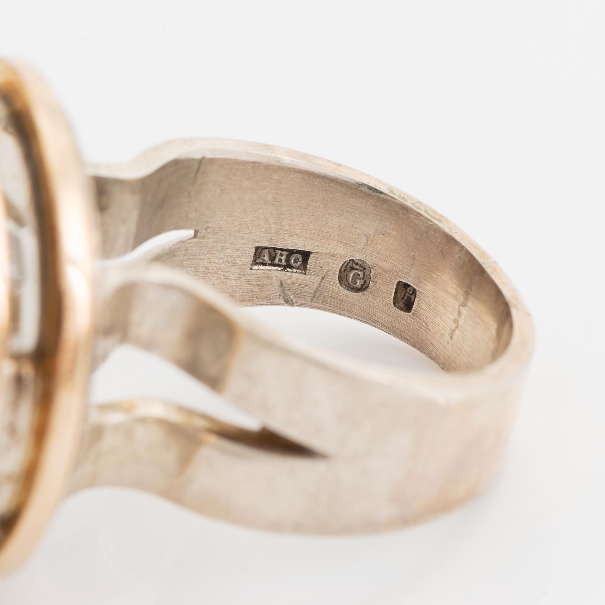 Anders Högberg, Silver and rock crystal ring.