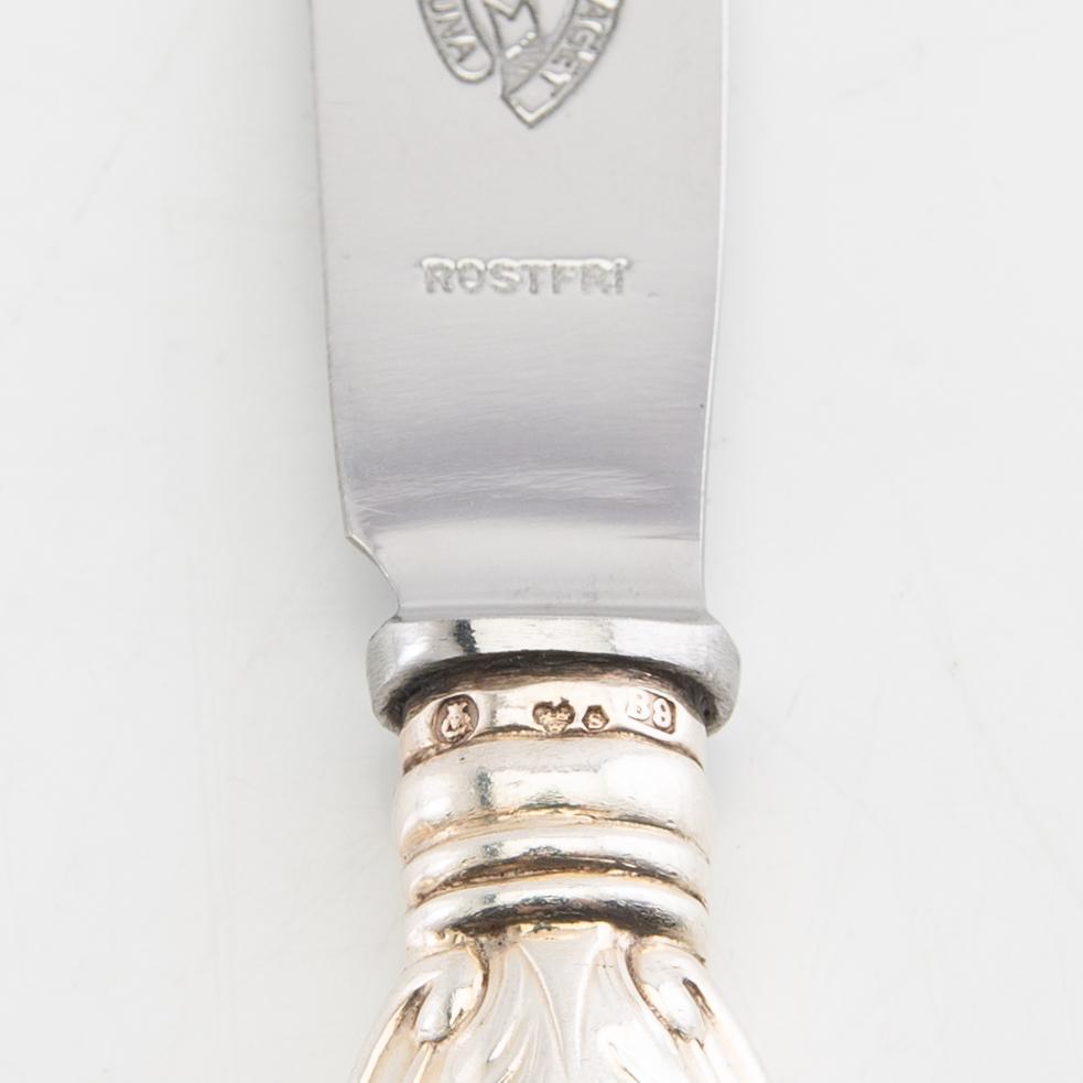 Cutlery, 86 dlr "Olga" silver CG Hallberg Stockholm 1950s.