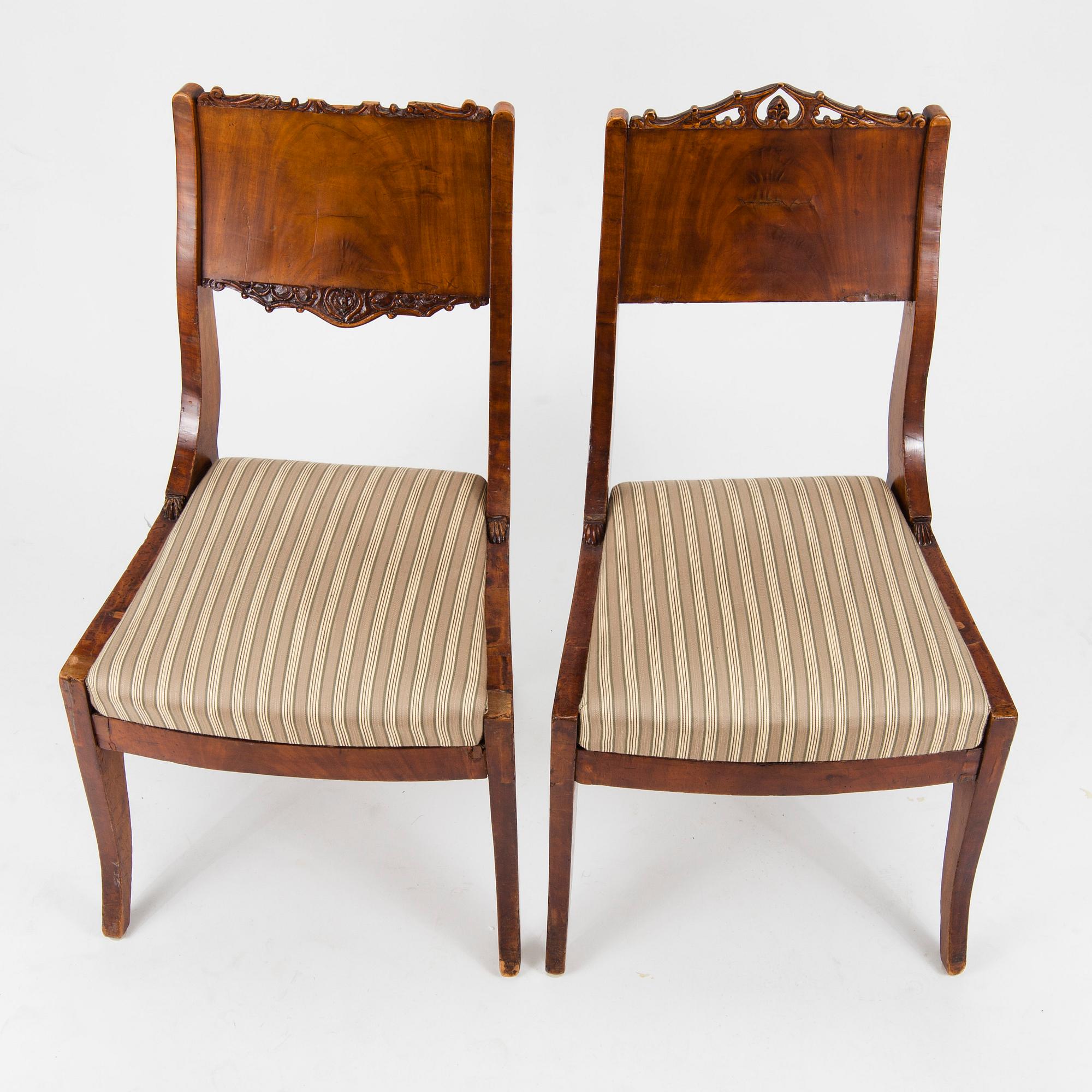 STOLAR ett par, biedermeier, 1800-talets första hälft.