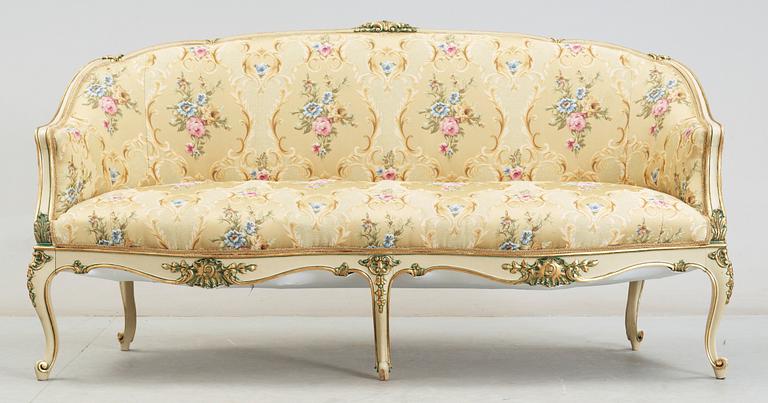 SOFFGRUPP, 7 delar, Nyrokoko, 1800-talets slut.