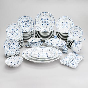 A set of 75 pieces Royal Copenhagen Blue Fluted Half-lace porcelain.