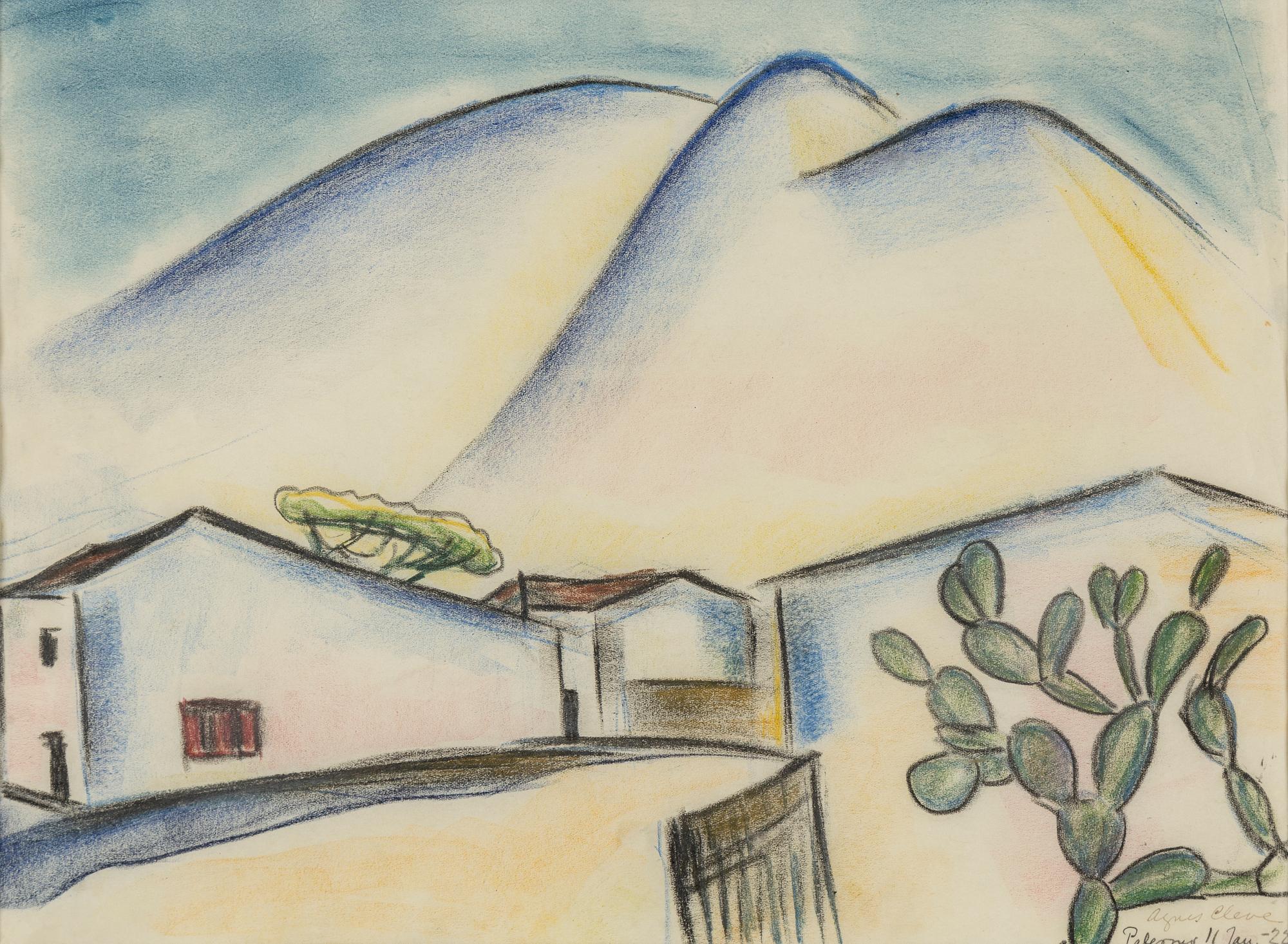 AGNES CLEVE, pastel, signed A. Cleve and dated Palermo 11 Jan -22.