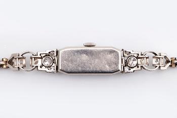 WRISTWATCH Opera, 18k whitegold, old-cut diamonds approx 1 ct, approx 15 x 8 mm, manual.