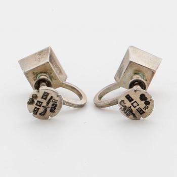 WIWEN NILSSON, a pair of silver ear rings, Lund 1970,