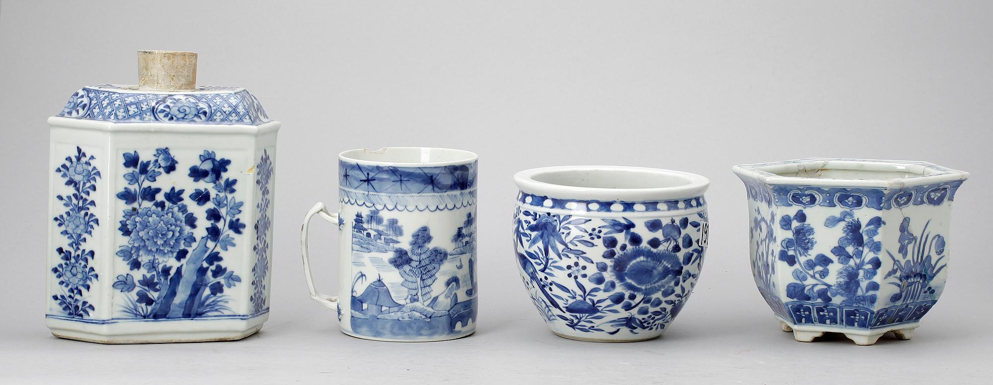 PARTI KINAPORSLIN, 4 st, bla Qianlong, Kina 1700-tal till 1900-tal.