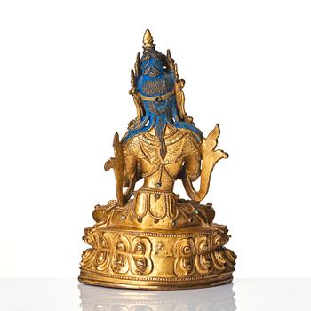 A gilt-bronze figure of Vajradhara
Tibet, circa 16th century.