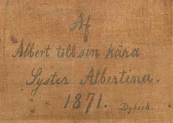 OKÄND KONSTNÄR, olja på duk, monogramsignerad A.B.W. o daterad 1871.