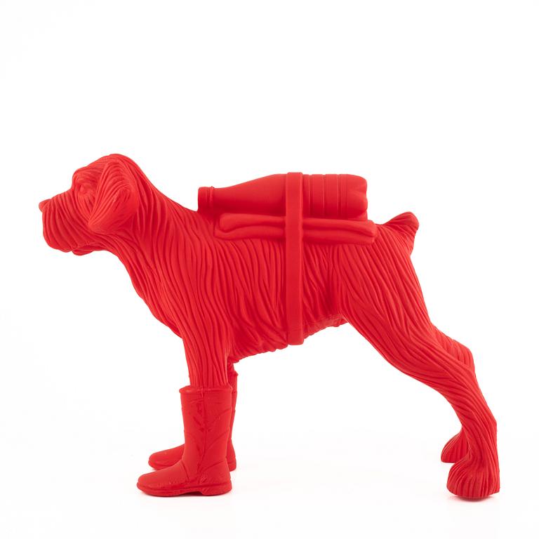 William Sweetlove, "Cloned Schnauzer with Water Bottle" (Red).