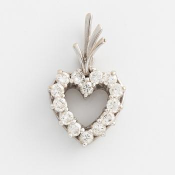 Pendant, heart, white gold with brilliant-cut diamonds.