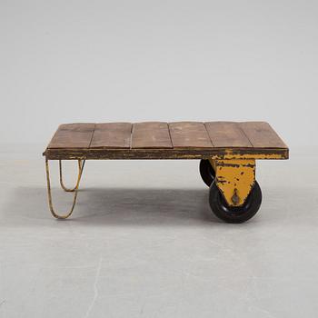 A coffee table converted from a trolley.