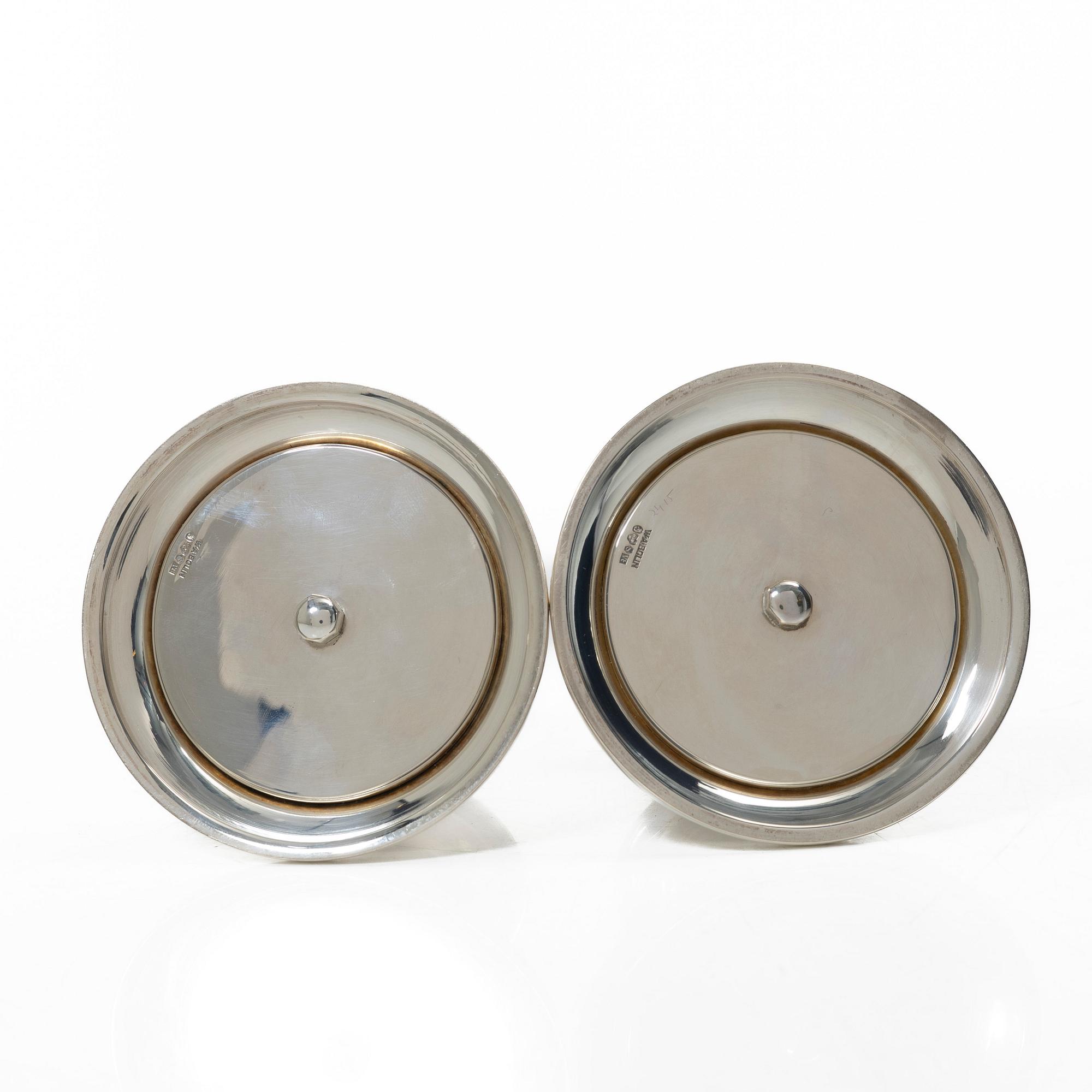 W.A. Bolin, ljusstakar, ett par, silver, Stockholm, 1947.